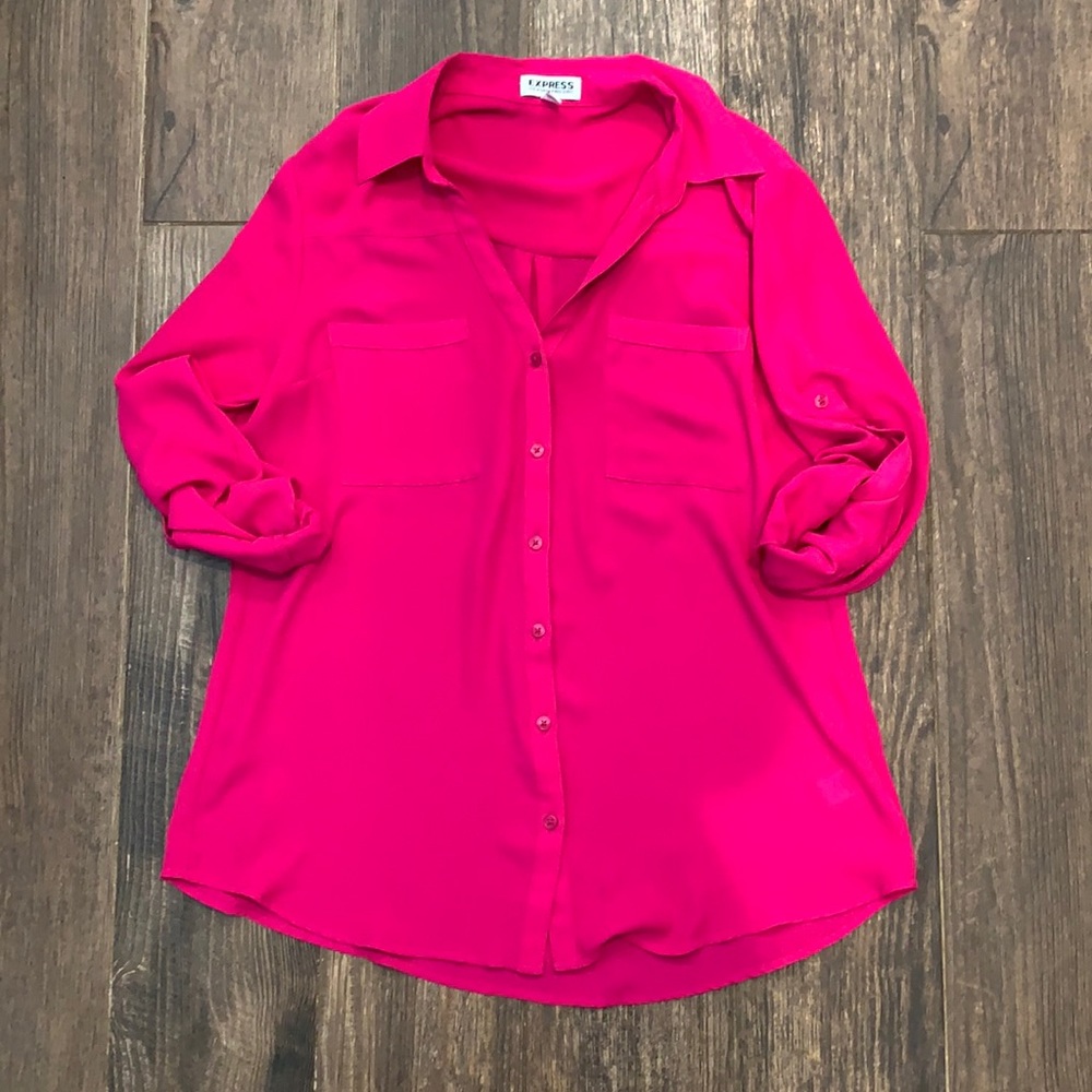 Express Fuchsia Portofino Button Up Medium